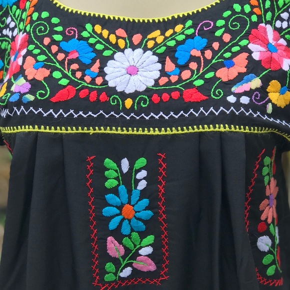 Authentic Mexican Floral Embroidered Dress  - Picture 6 of 7